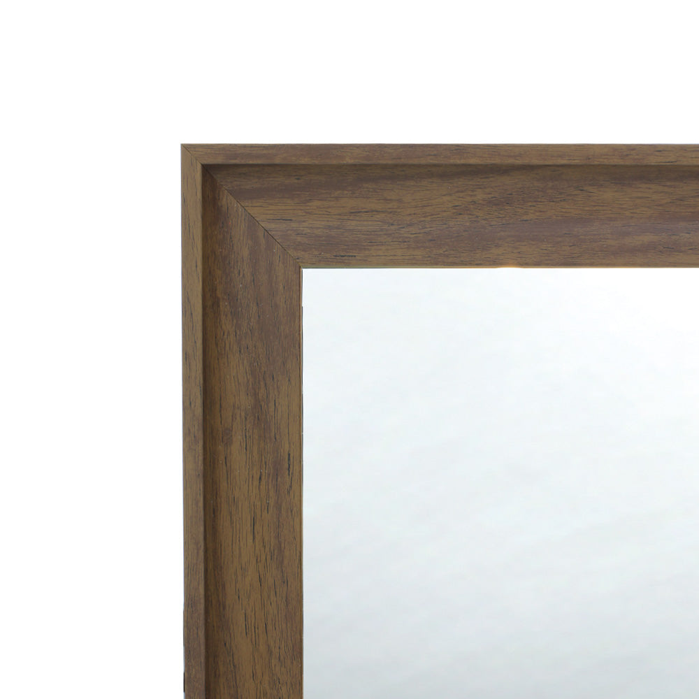 壁掛け鏡】ウッド調 壁面ミラー（ダークブラウン）｜セット面に