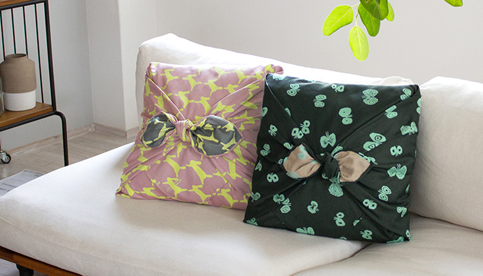 100 ミナ ペルホネン 両面 run run run グレー/ピンク | ふろしき むす