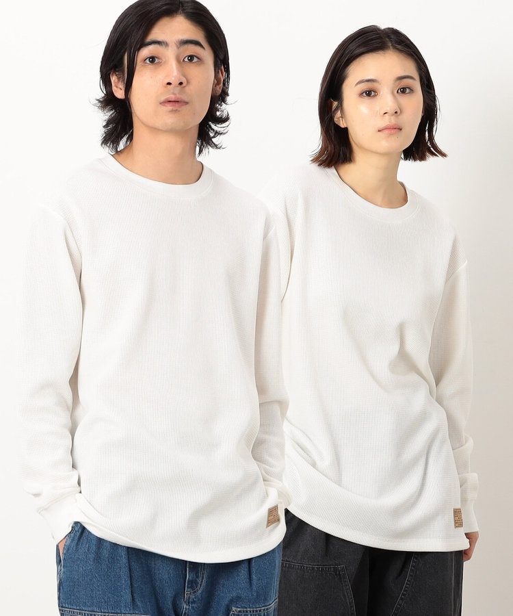 裏起毛ワッフル長袖Tシャツ（55-32TI55-204）｜パープル&イエロー