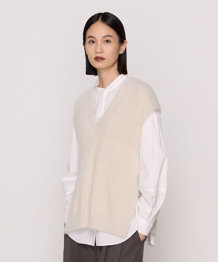 サイズ 〕 マイクロナイロン フェザーヤーン2wayニットベスト（78