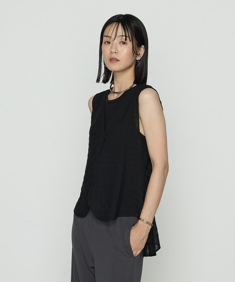 チェック柄カラミ ジレ（72-10VK07-205）｜ギャバジンK.T（Gabardine