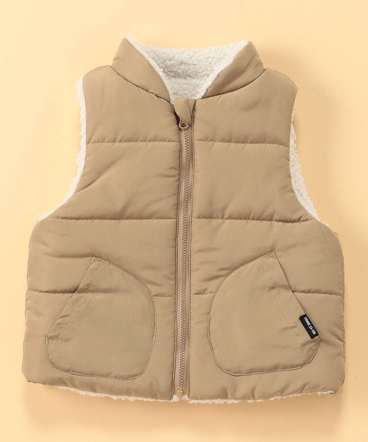 ポリエステルタフタ×ボア 中綿リバーシブルベスト(ベビーサイズ)（23