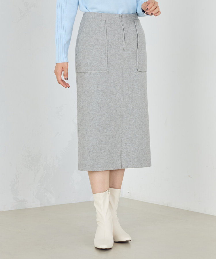 フラノ調ジャージー タイトスカート（38-50FI50-204）｜コムサモデルズ