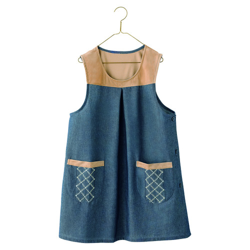 すてきな先生vol.97|デニム風サイド開きエプロン ネイビー|学研の保育用品