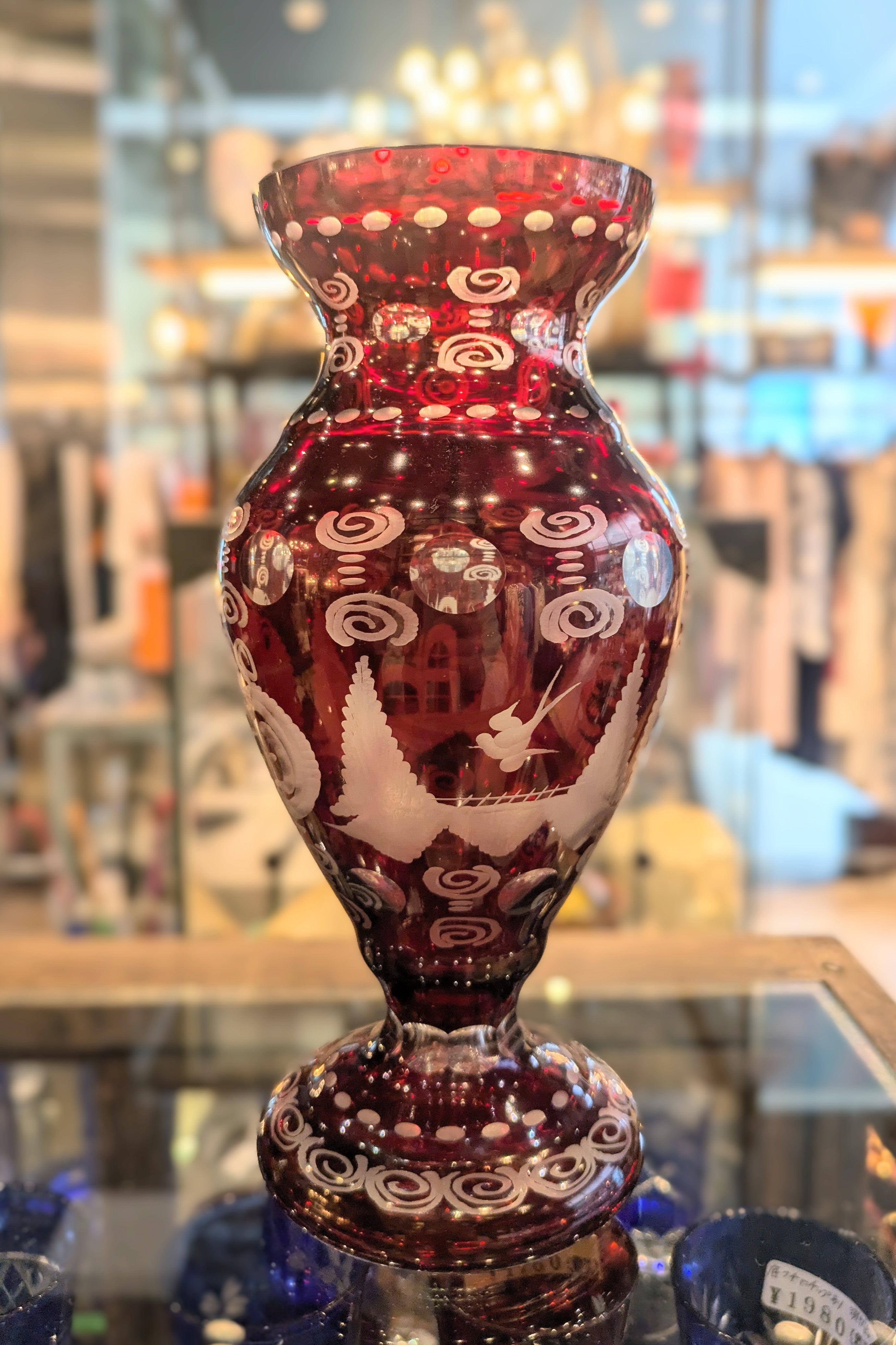 入手困難✨ボヘミアガラス フラワーベース 花瓶 レトロ 希少