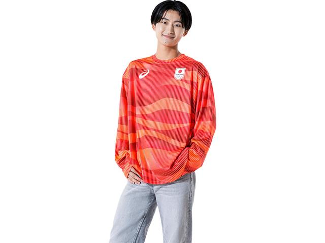 asics スポーツシャツ 日本国旗付き 黒赤 ASICS（アシックス） 陸上