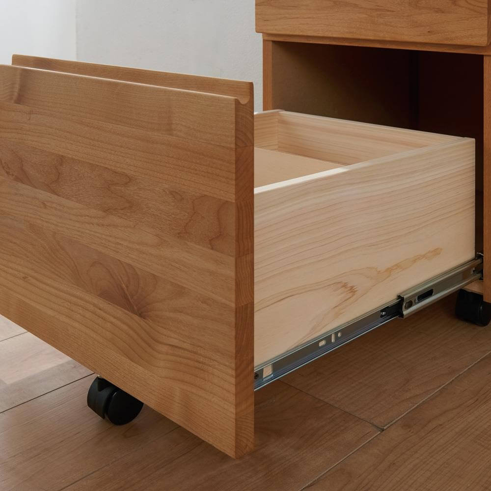 天然木アルダー無垢材 ワゴン 幅41.5 奥行46 高さ56.3cm ナチュラル