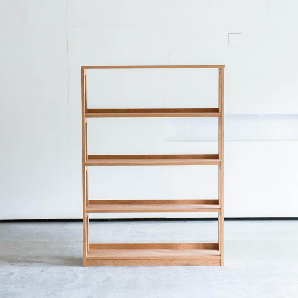 天然木アルダー無垢材 シェルフ 幅100 奥行29.2 高さ142cm ナチュラル