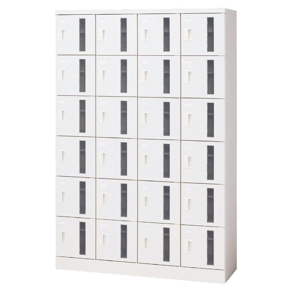 シューズボックス 24人用 4列6段 鍵なし 窓付き ( 靴箱 靴入れ 収納