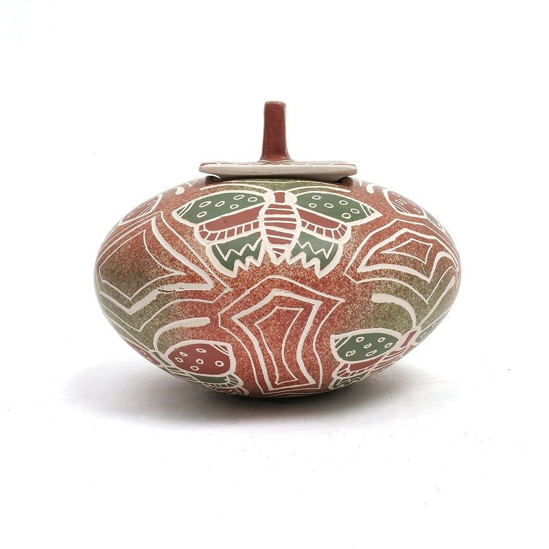 マタ・オルティス陶器 by Gabriela corona 蓋付き蝶 壺｜マライカ公式通販