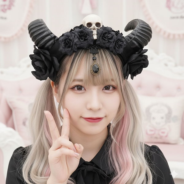 Qoo10] カチューシャ 羊 角 山羊 ドクロ 髑髏