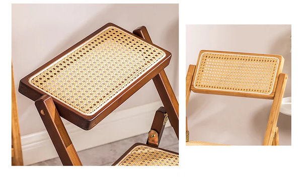 Qoo10] ダイニングチェア 北欧レトロ籐 無垢材シ