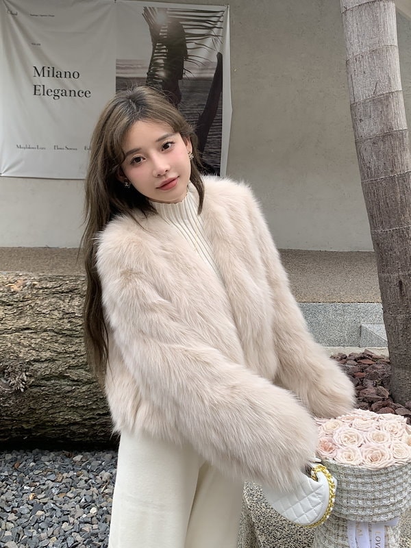 Qoo10] 新作 エコファー フォックス 毛皮コート