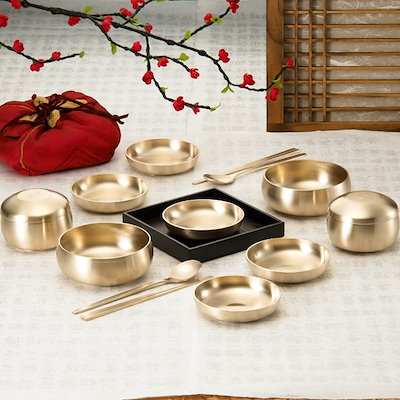 Qoo10] 韓国食器鍮器セットD－1真鍮製ご飯用2ス