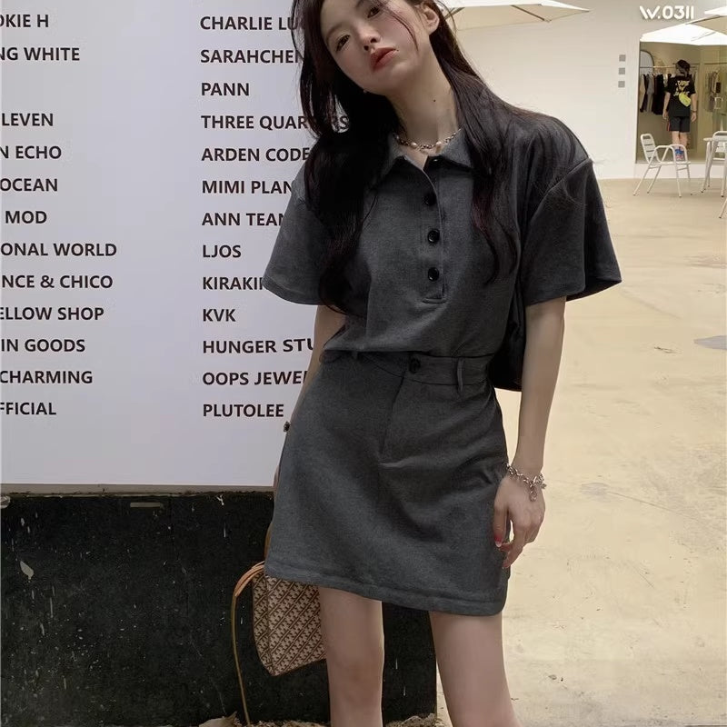 セットアップ レディース ポロシャツ タイトスカート 上下セット 韓国