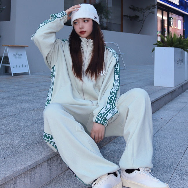 ロゴ ライン ジャージ セットアップ レディース 韓国 ファッション
