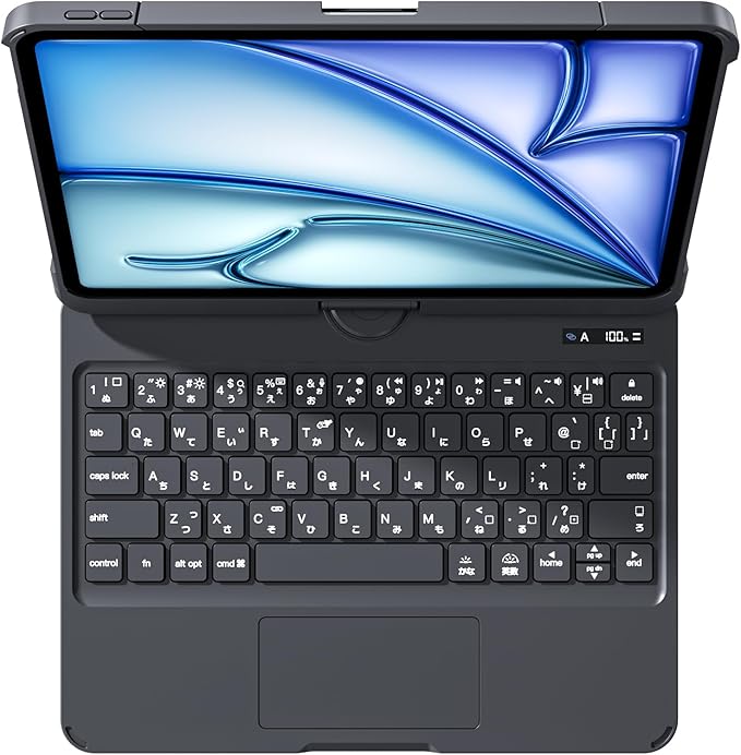 ipad用キーボード付きケース [日本語配列]バックライト付き、360°回転