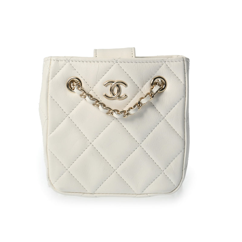シャネルミニ ポシェット チェーンショルダー 42976 白 レディース