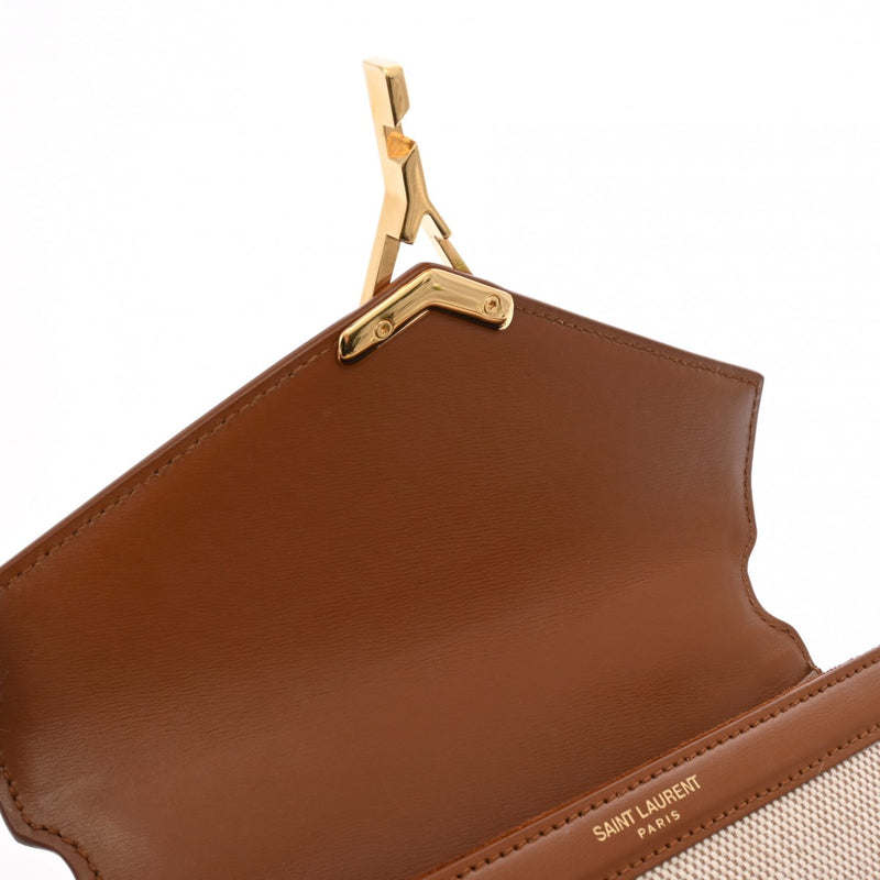 サンローランカサンドラ 2WAY ブラウン レディース キャンバス