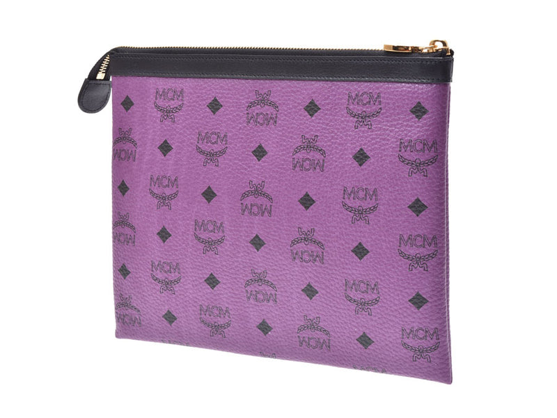 MCM ポーチ ノベルティ パープル メンズ レディース カーフ クラッチ