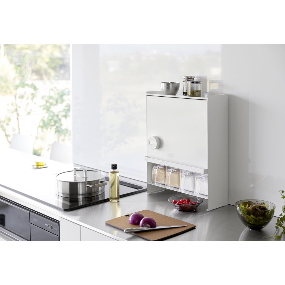 前が開く 隠せる調味料ラック タワー ホワイト | Giftpad egift