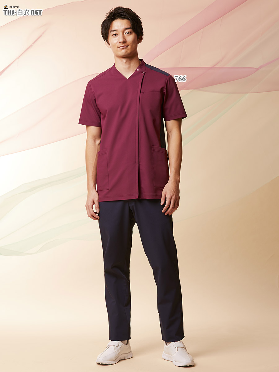 男女兼用スクラブジャケット半袖[KAZEN製品] 766｜THS-白衣通販・販売