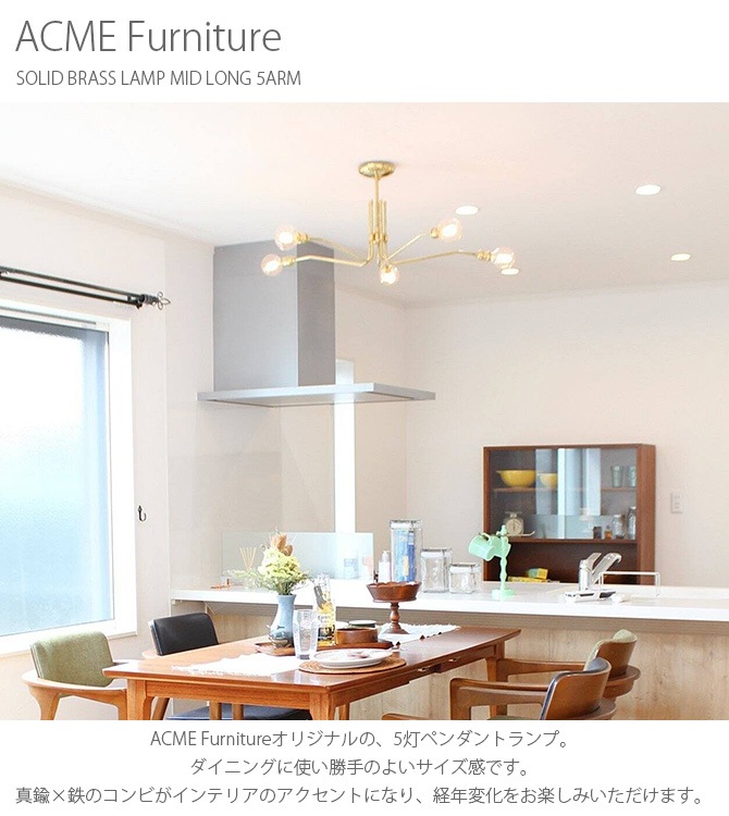 ACME Furniture アクメファニチャー SOLID BRASS LAMP MID LONG 5ARM
