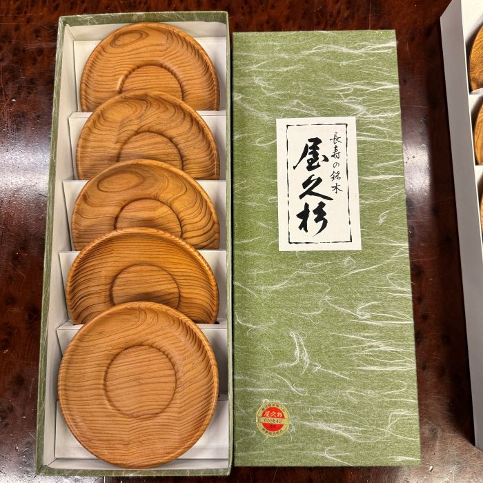 屋久杉茶托・銘々皿（5枚セット） | 屋久杉小物・文具,銘々皿・お椀