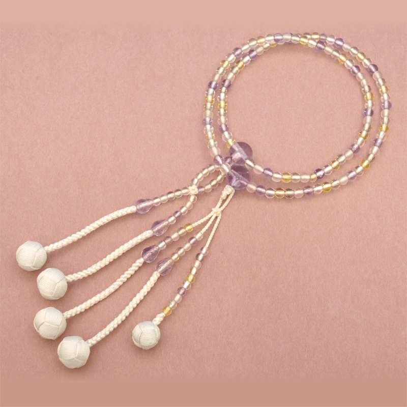 創価学会仏壇仏具【五色（ごしき）本水晶念珠】赤澤朝陽