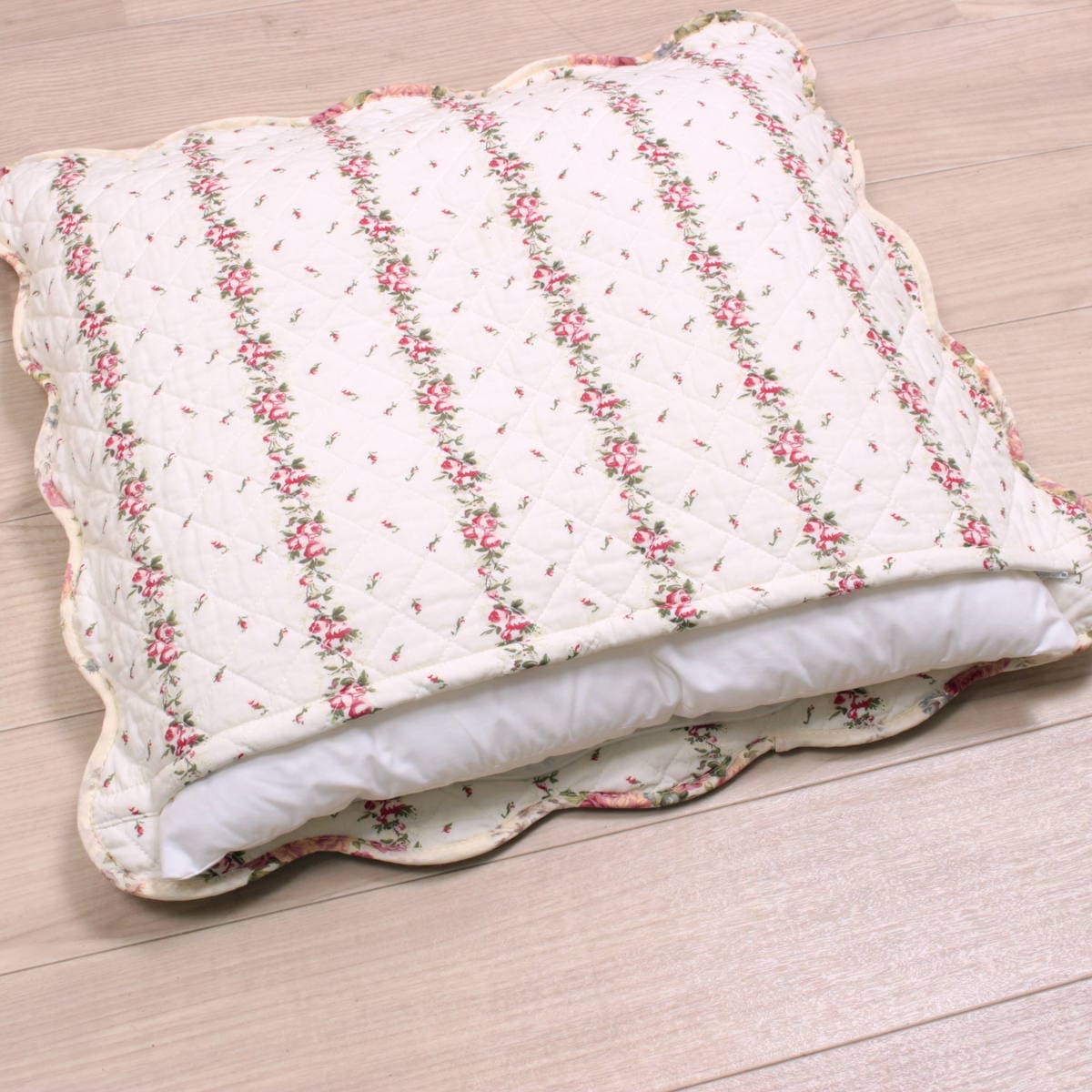 コットンキルト 座布団カバー 約55×59cm [Rose Mellow]｜インテリア