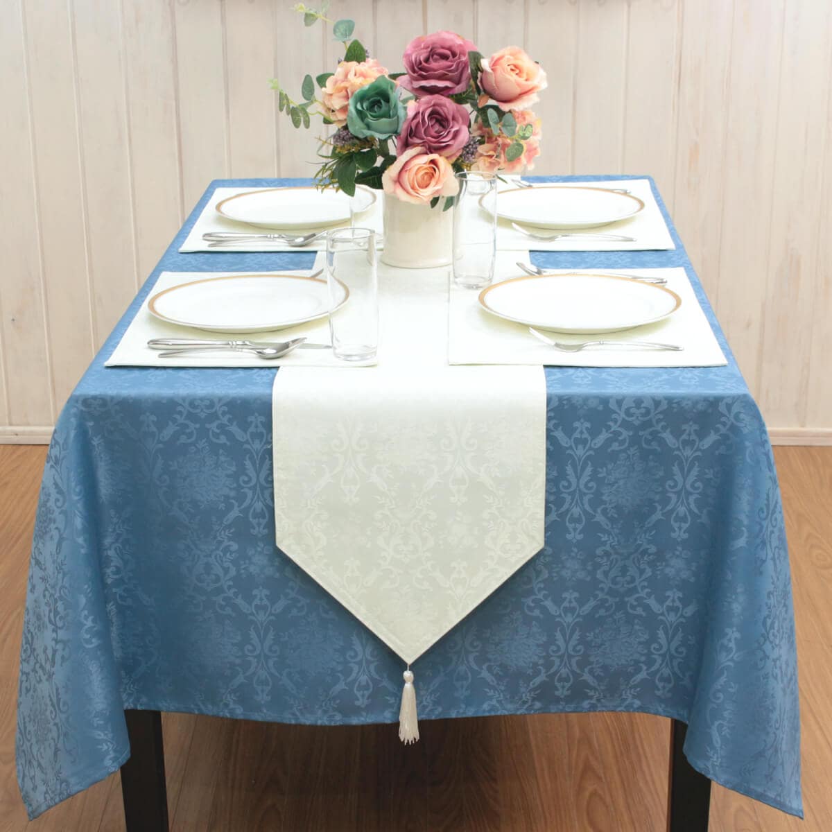 damask elegance 撥水ジャカード織 テーブルクロス 約140×200cm