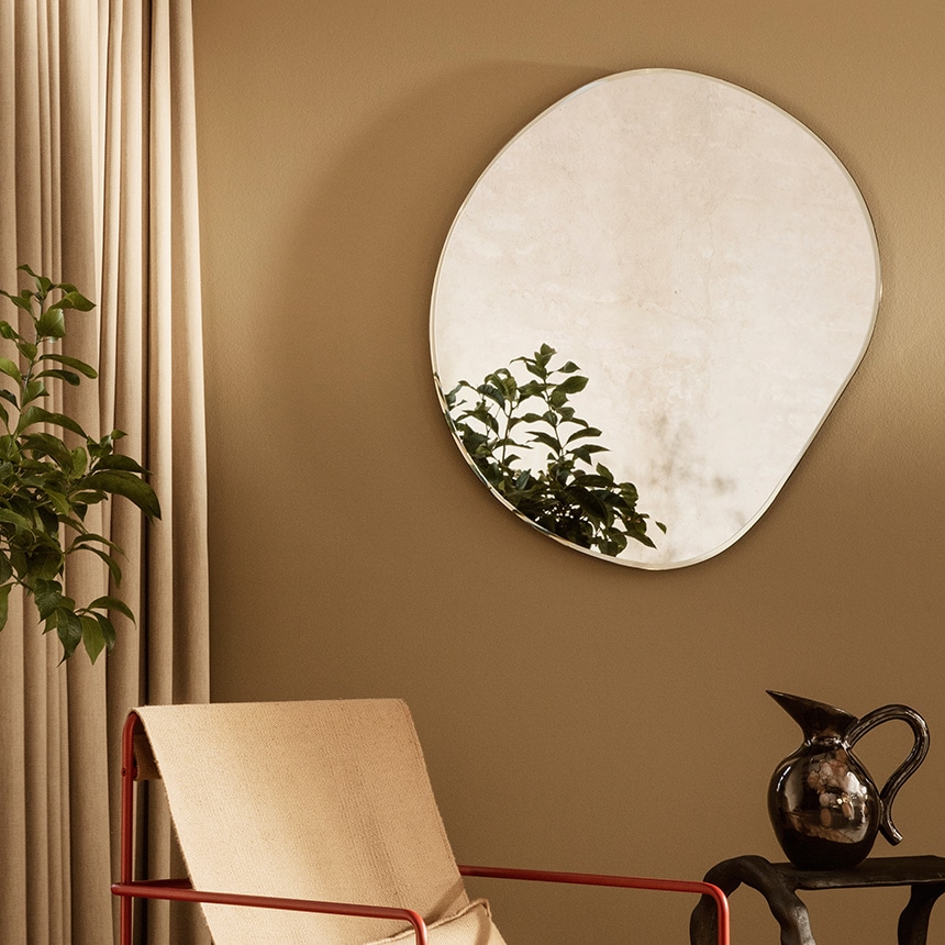 レトロ アールヌーボー様式 ステンドグラス 大型壁掛け鏡 ミラーH96.5