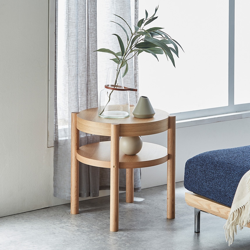 NIPPONAIRE ニッポネア サイドテーブル 丸型 日本製 木製 直径49cm