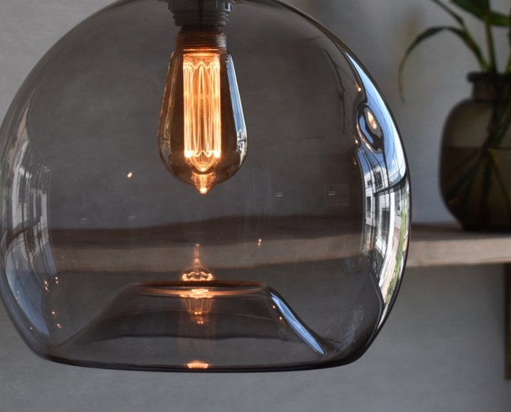 グレーガラスのラウンド型ペンダントライト｜Faint｜ソケット&シェード