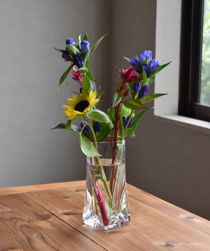 フラワーベース 日本製｜スガハラガラス｜Sghr ヘレン｜四角花器