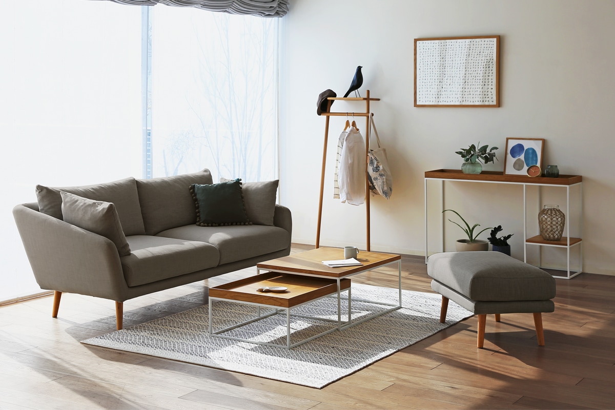 廃番25％OFF】HELEN SOFA オットマン ベージュ色 オーク脚/ウォルナット脚