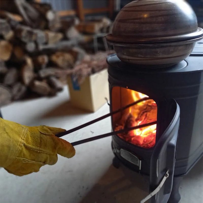 黒耐熱 窓付時計型薪ストーブ ASW-60B 【煙突径 φ106mm】 | 鉄板製薪