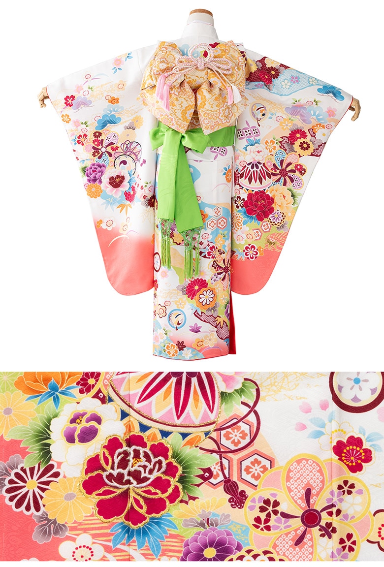 七五三 女の子 7歳 7才 着物 フルセット モダン 絵羽柄 古典柄 疋田 貝