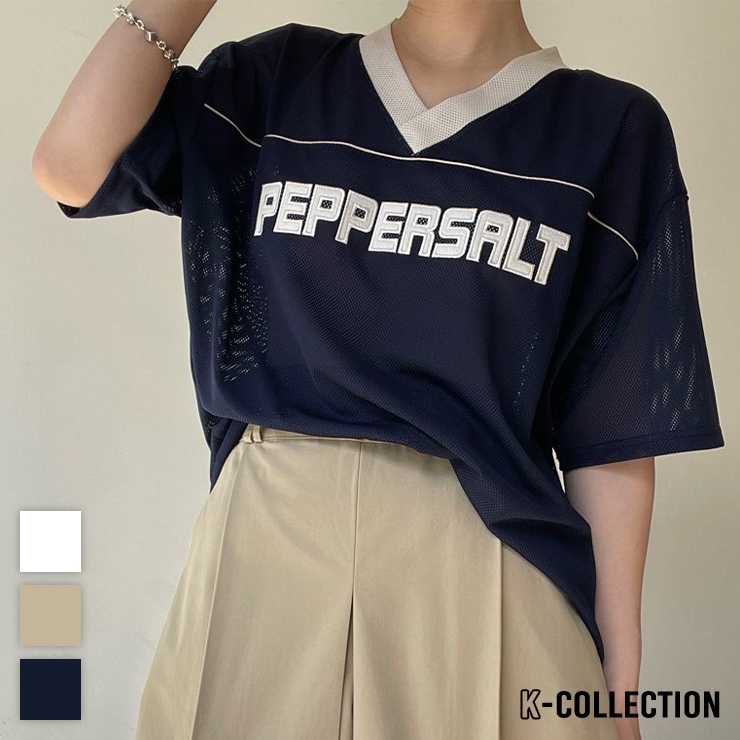 アウトレット K-collection ケイコレクション メッシュVネックTシャツ