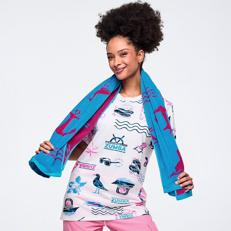 ZUMBA ズンバ 正規品 ウェア グッズ タオル ビーチタオル 総柄 綿