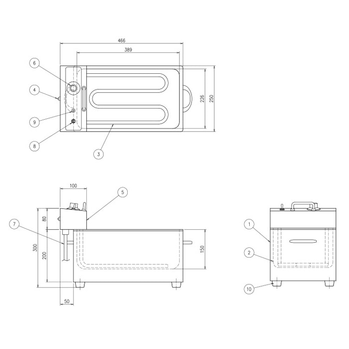電気フライヤー 幅250×奥行466×高さ300mm フライヤー 調理機器 厨房