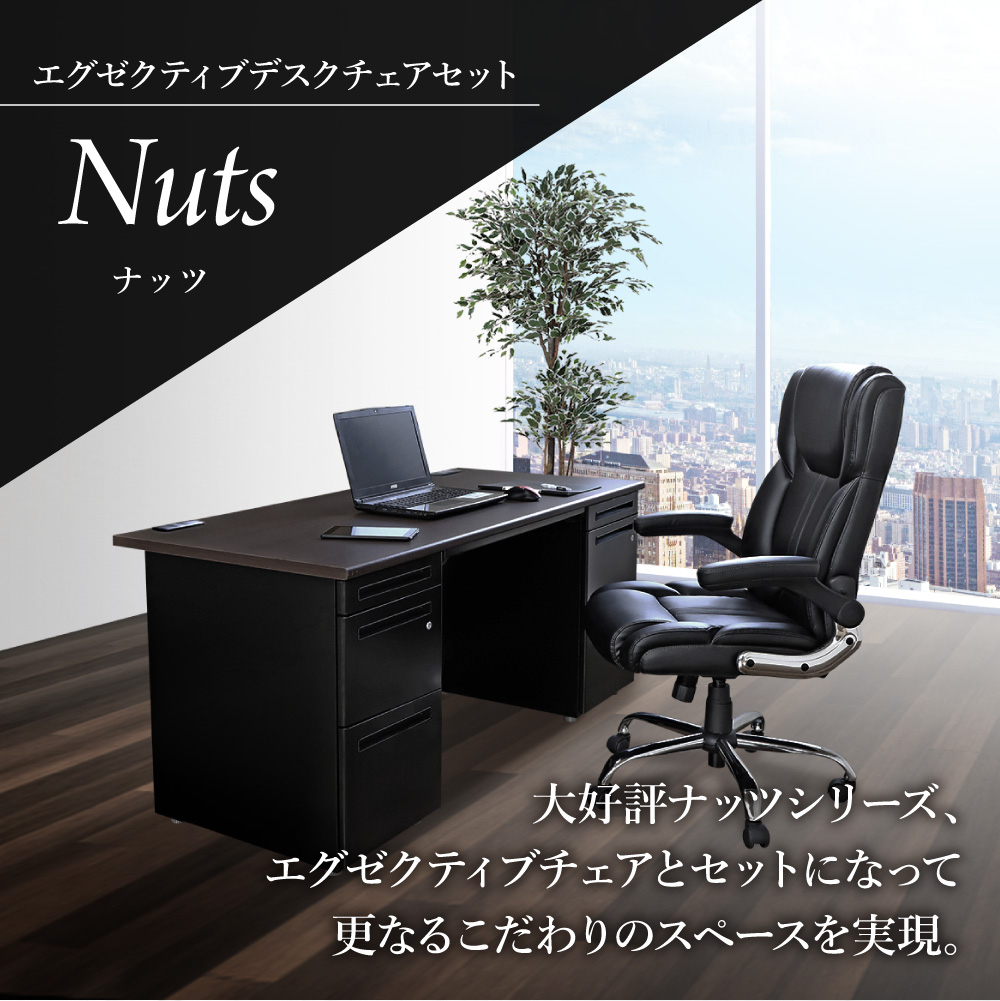 エグゼクティブデスク チェア セット 両袖机 幅1600mm LRD-167BK-S15