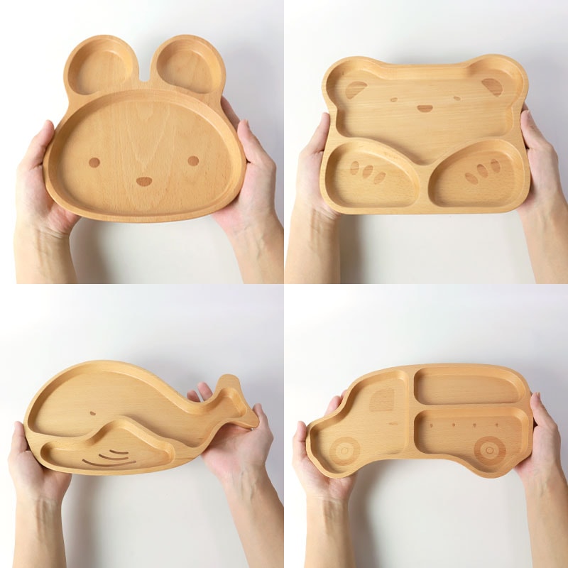 名入れ無料 キッズプレート 5点セット 天然木製 スプーン フォーク