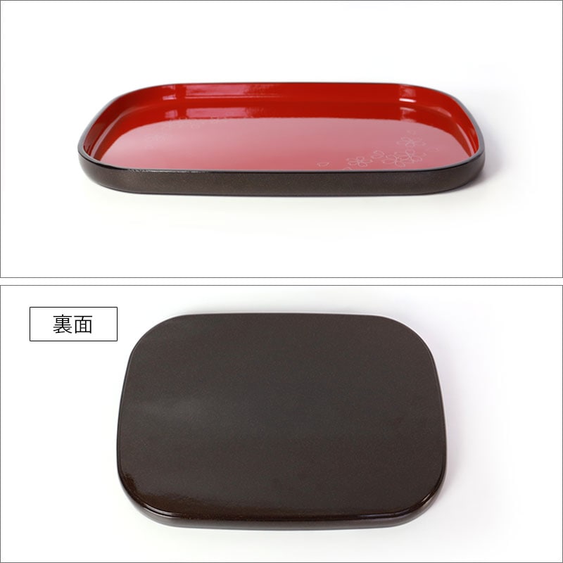 小判盆 36.3cm おぼん お盆 トレー 朱塗り 角型 長方形 和風 食事