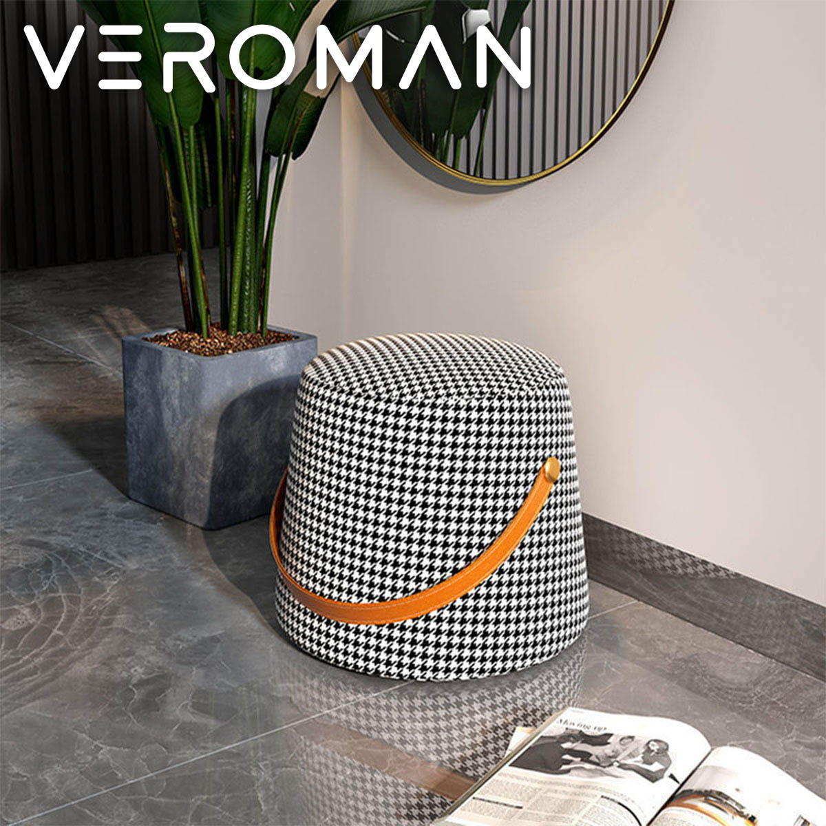 VeroMan シンプルスツール 千鳥柄 持ち運びラク チェア スツール