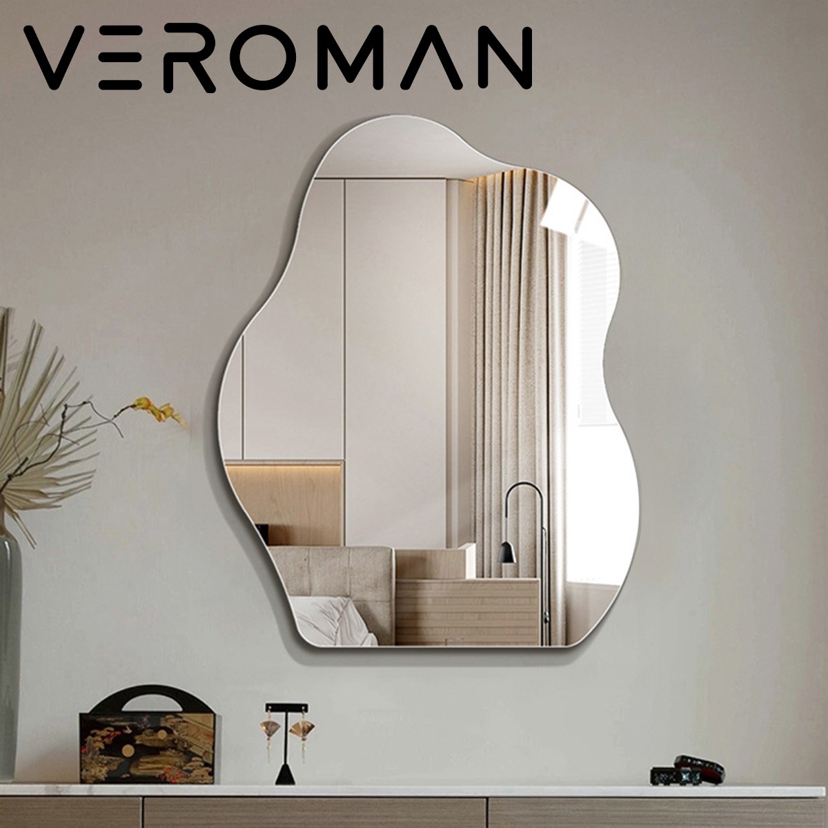 大] VeroMan ウェーブ 波 ミラー 鏡 壁掛けミラー 壁掛け もこもこ 雲