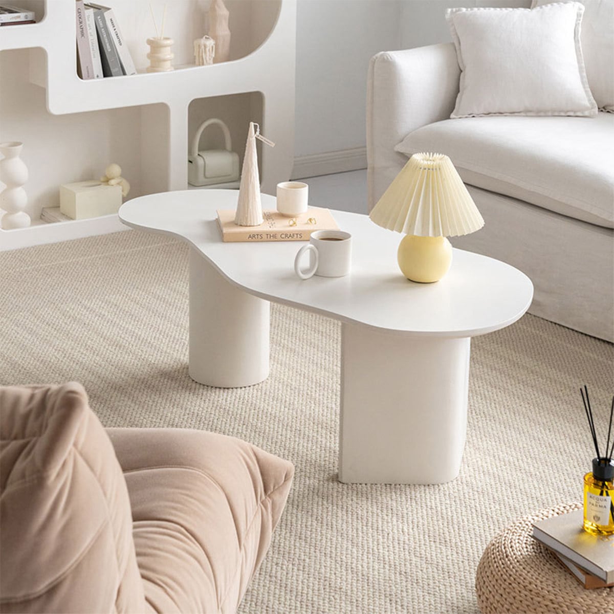 VeroMan ローテーブル リビングテーブル ホワイト 白 雲のような