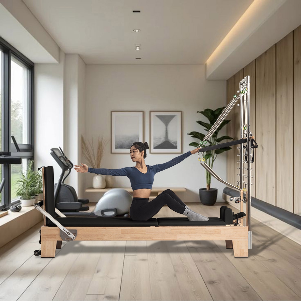 送料込】[オーク材・ホワイト] VeroMan ピラティスマシン タワー