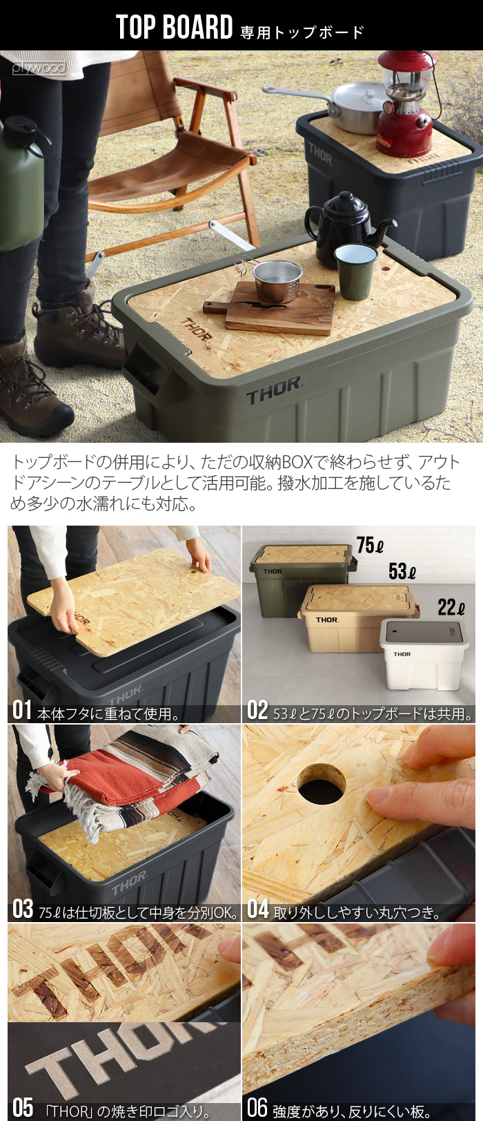 トップボード for ソーラージトート Top board for Thor large totes