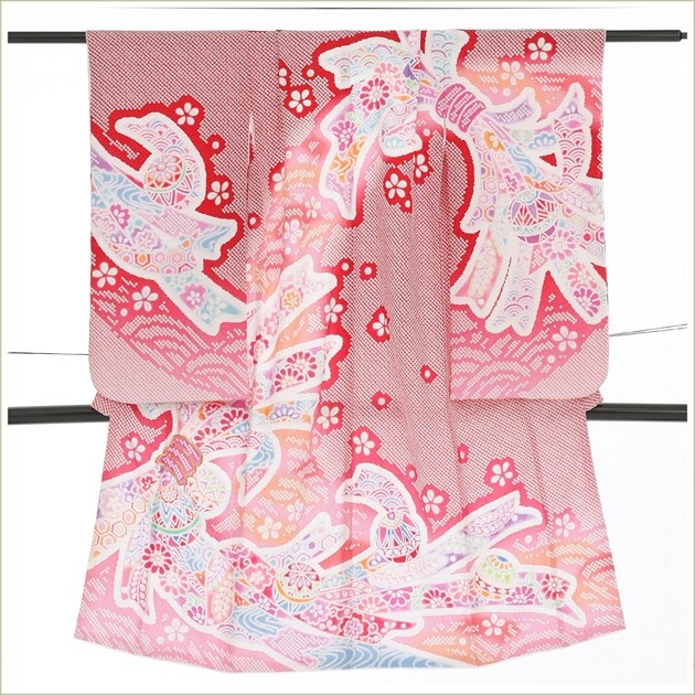 7歳女の子総絞り正絹着物レンタル七五三｜上質で高級な絹のお着物